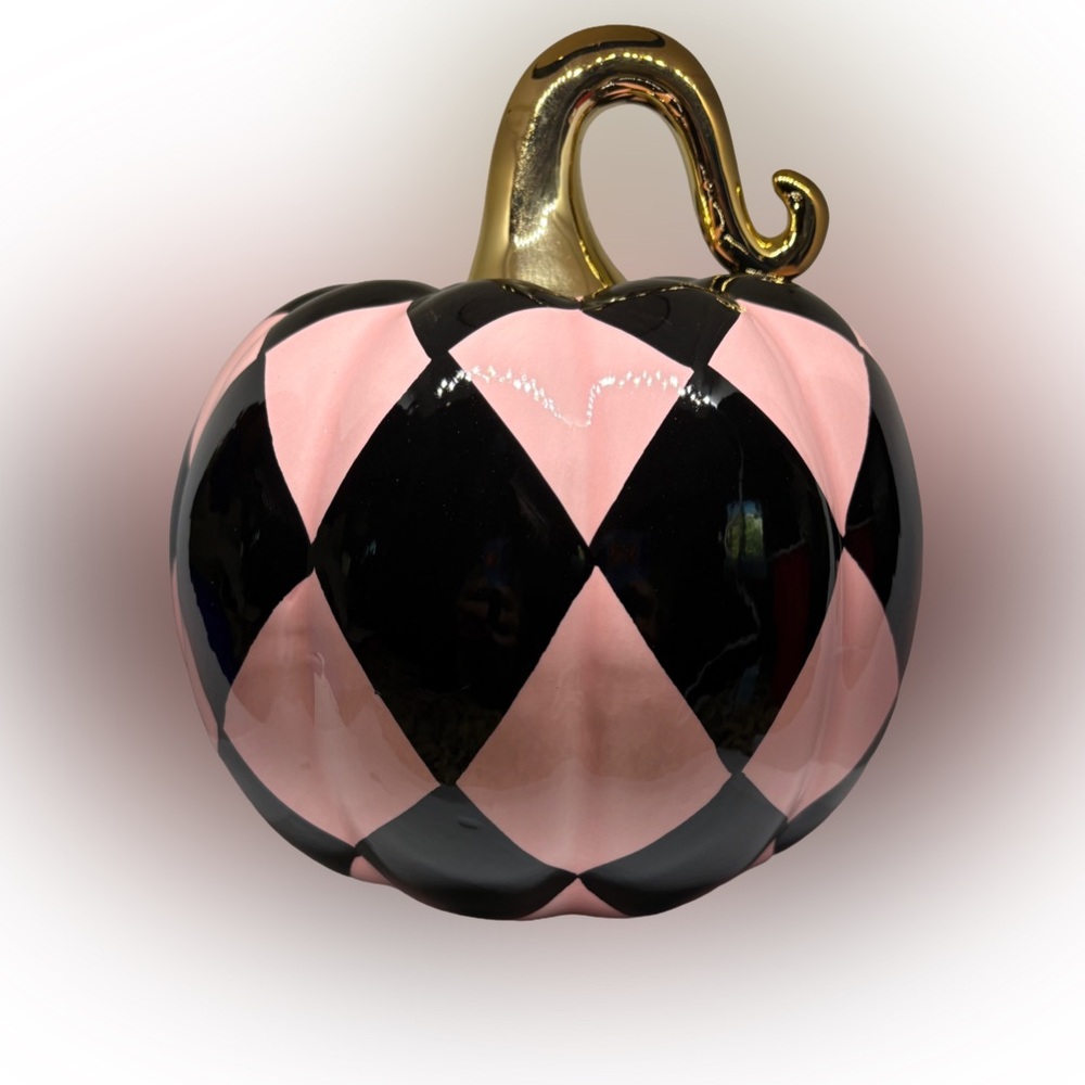 Elegant Pink and Black Harlequin Pumpkin